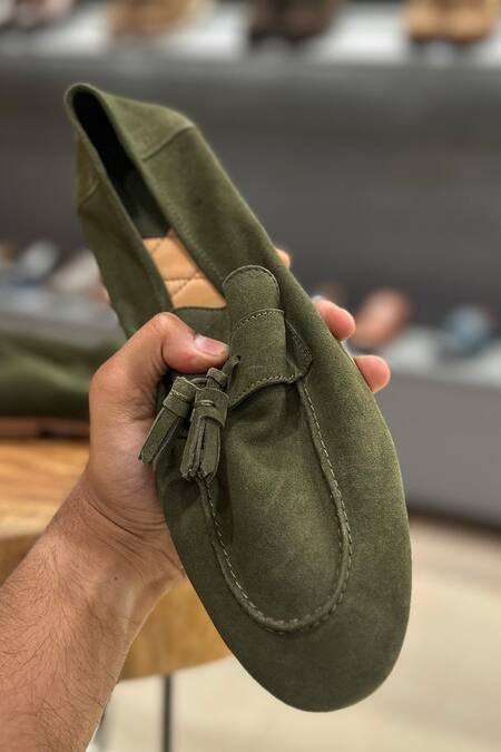 Fellmonger Green Suede City Tassel Loafers Online at Aza Fashions Fellmonger_Green Suede City Tassel Loafers _Online_at_Aza_Fashions