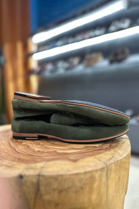 Fellmonger Green Suede City Tassel Loafers at Aza Fashions Fellmonger_Green Suede City Tassel Loafers _at_Aza_Fashions