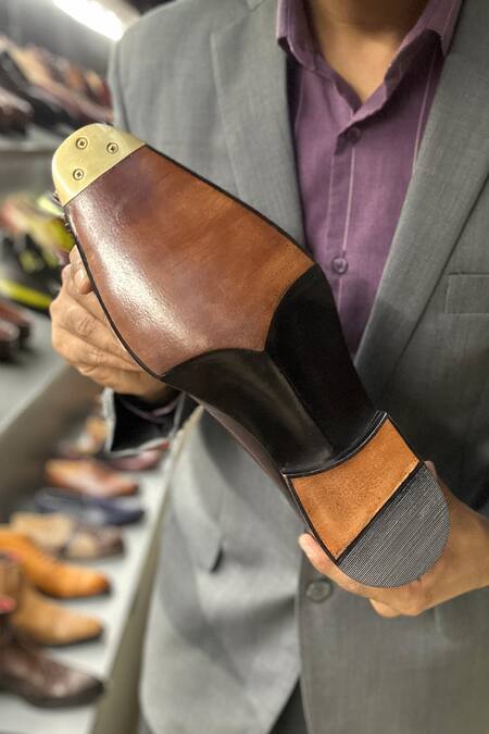 Fellmonger Brown Goodyear Welted Wingtip Square Oxfords at Aza Fashions Fellmonger_Brown Goodyear Welted Wingtip Square Oxfords _at_Aza_Fashions