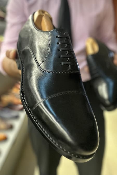 Shop_Fellmonger_Black Goodyear Welted Captoe Oxfords _at_Aza_Fashions