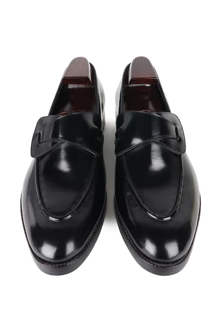 Shop Fellmonger Blue Brushed Leather Butterfly Loafers at Aza Fashions Shop_Fellmonger_Blue Brushed Leather Butterfly Loafers _at_Aza_Fashions