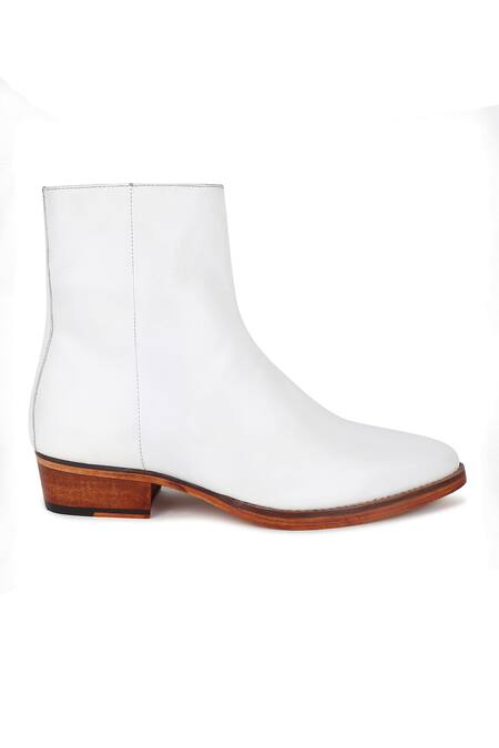 Buy Fellmonger White Cowboy Cuban Heel Boots Online at Aza Fashions Buy_Fellmonger_White Cowboy Cuban Heel Boots _Online_at_Aza_Fashions
