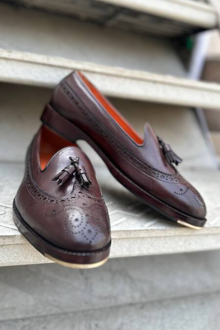 Buy_Fellmonger_Brown Solid Tasseled Loafers _Online_at_Aza_Fashions