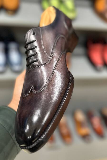 Shop_Fellmonger_Grey Solid Oxford Shoes _Online_at_Aza_Fashions