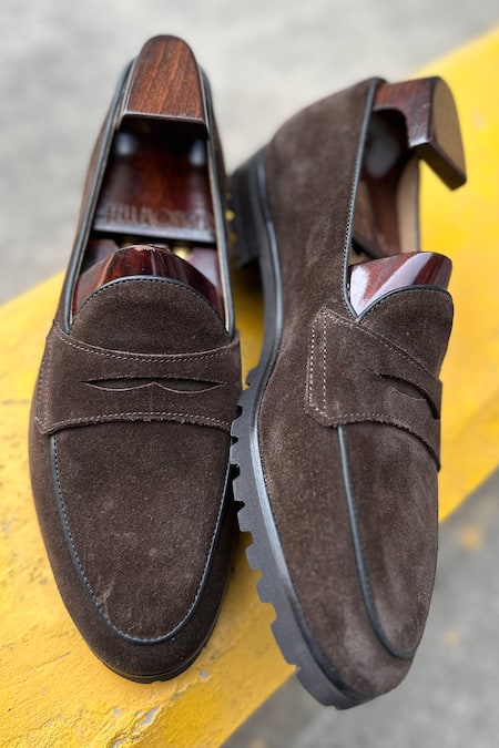 Shop_Fellmonger_Brown Solid Belgian Loafers _at_Aza_Fashions