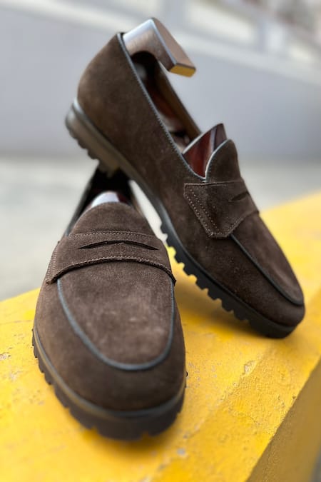 Shop_Fellmonger_Brown Solid Belgian Loafers _Online_at_Aza_Fashions
