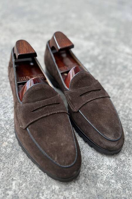 Fellmonger_Brown Solid Belgian Loafers _at_Aza_Fashions