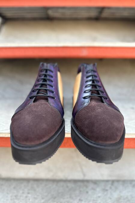 Shop Fellmonger Brown Solid Lace-up Sneakers Online at Aza Fashions Shop_Fellmonger_Brown Solid Lace-up Sneakers _Online_at_Aza_Fashions