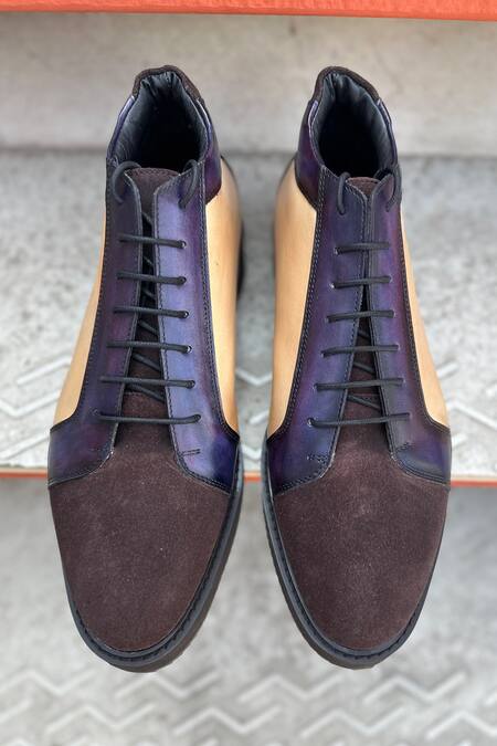 Fellmonger Brown Solid Lace-up Sneakers at Aza Fashions Fellmonger_Brown Solid Lace-up Sneakers _at_Aza_Fashions