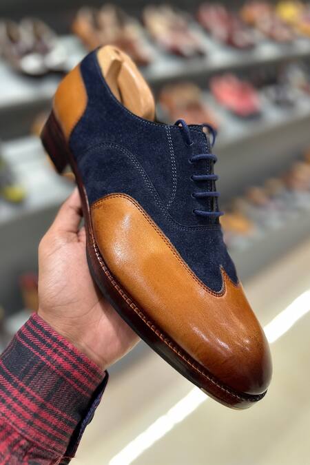 Fellmonger Brown Lace-up Solid Oxford Shoes at Aza Fashions Fellmonger_Brown Lace-up Solid Oxford Shoes _at_Aza_Fashions