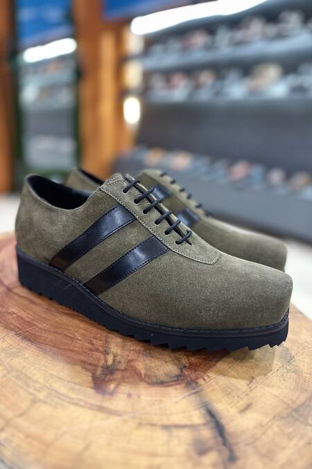 Fellmonger Green Solid Lace-up T-shaped Sneakers Online at Aza Fashions Fellmonger_Green Solid Lace-up T-shaped Sneakers _Online_at_Aza_Fashions