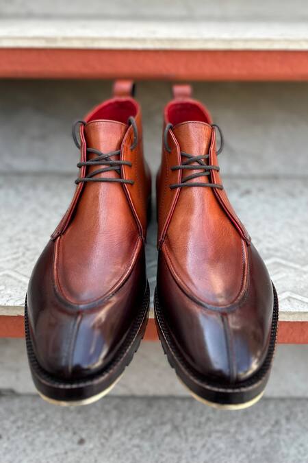 Fellmonger Brown Solid Lace-up Chukka Boots Online at Aza Fashions Fellmonger_Brown Solid Lace-up Chukka Boots _Online_at_Aza_Fashions