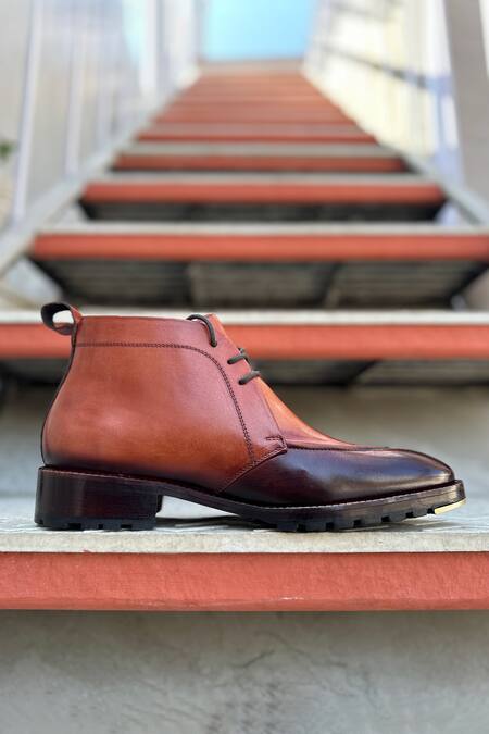 Buy Fellmonger Brown Solid Lace-up Chukka Boots Online at Aza Fashions Buy_Fellmonger_Brown Solid Lace-up Chukka Boots _Online_at_Aza_Fashions