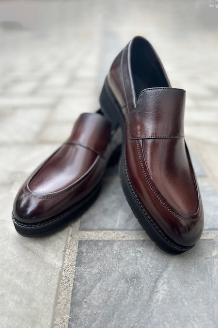 Fellmonger Brown Plain Moccasins 