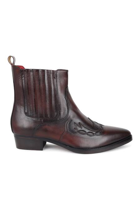 Buy Fellmonger Brown Thread Zip Cowboy Boots Online at Aza Fashions Buy_Fellmonger_Brown Thread Zip Cowboy Boots _Online_at_Aza_Fashions