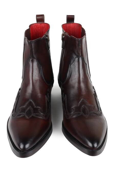 Buy Fellmonger Brown Thread Zip Cowboy Boots Buy_Fellmonger_Brown Thread Zip Cowboy Boots