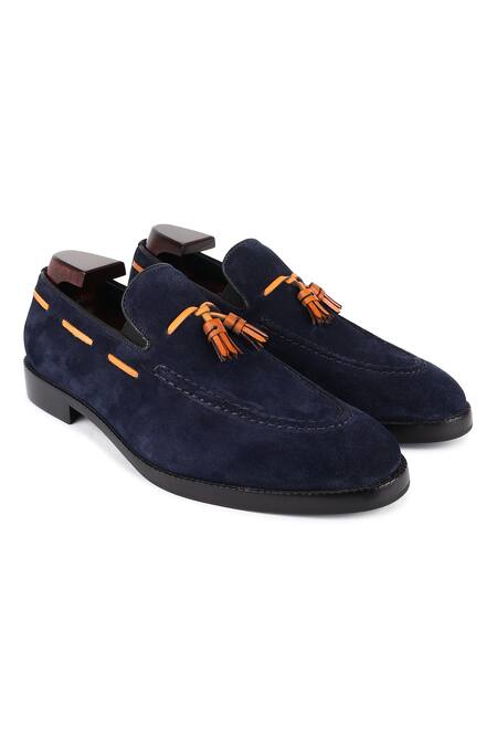Fellmonger Blue Tassel Embellished Loafers at Aza Fashions Fellmonger_Blue Tassel Embellished Loafers _at_Aza_Fashions