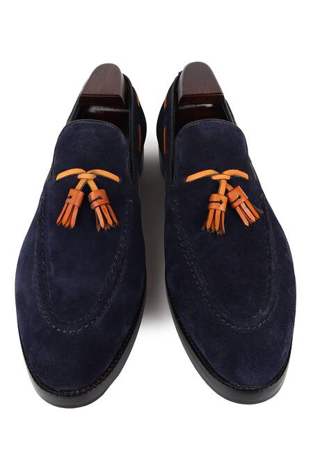 Buy Fellmonger Blue Tassel Embellished Loafers Buy_Fellmonger_Blue Tassel Embellished Loafers