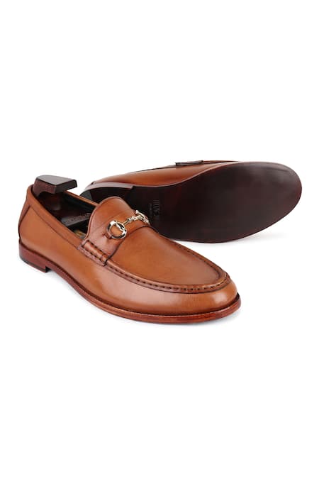 Shop_Fellmonger_Brown Stitchline Thread Glossed Horsebit Mocassins _at_Aza_Fashions