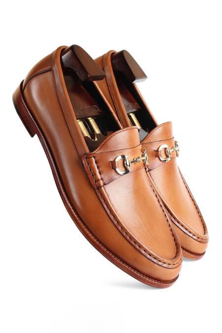 Buy_Fellmonger_Brown Stitchline Thread Glossed Horsebit Mocassins _Online_at_Aza_Fashions