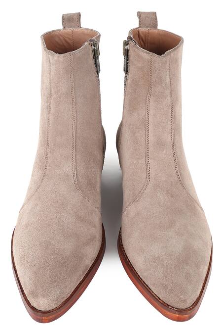 Buy Fellmonger Cream Stitchline Thread Zip Cowboy Boots Buy_Fellmonger_Cream Stitchline Thread Zip Cowboy Boots