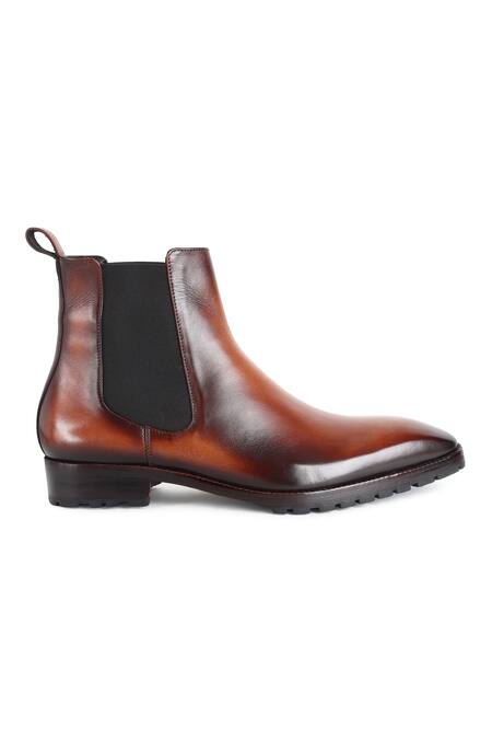 Shop Fellmonger Brown Mirror Glossed Patina Chelsea Boots Online at Aza Fashions Shop_Fellmonger_Brown Mirror Glossed Patina Chelsea Boots _Online_at_Aza_Fashions