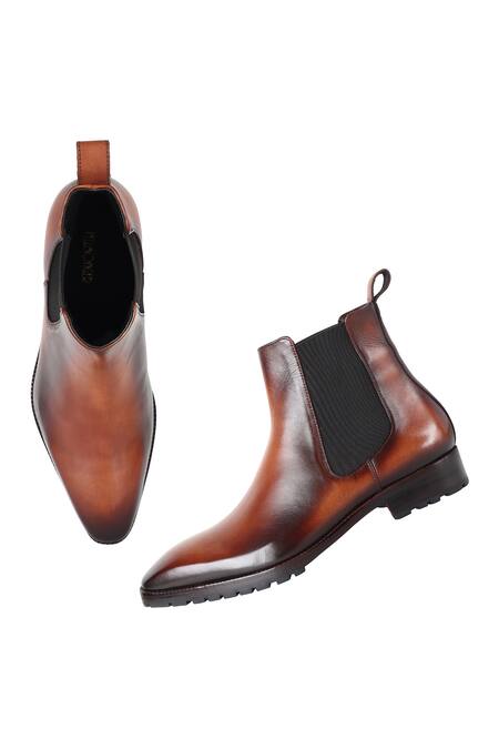 Fellmonger Brown Mirror Glossed Patina Chelsea Boots at Aza Fashions Fellmonger_Brown Mirror Glossed Patina Chelsea Boots _at_Aza_Fashions