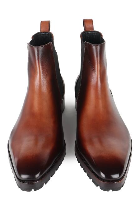 Shop Fellmonger Brown Mirror Glossed Patina Chelsea Boots Shop_Fellmonger_Brown Mirror Glossed Patina Chelsea Boots