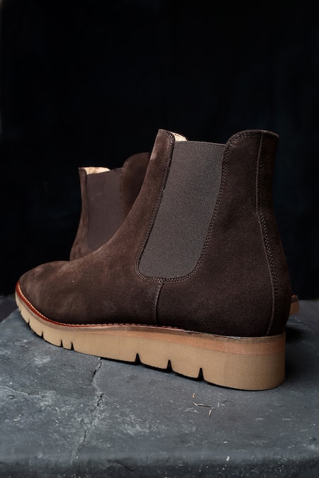 Buy_Fellmonger_Brown Stitchline Thread Plain Chelsea Boots