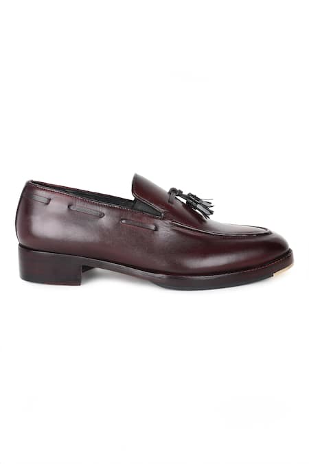 Shop_Fellmonger_Maroon Mirror Glossed Classic Loafers _Online_at_Aza_Fashions