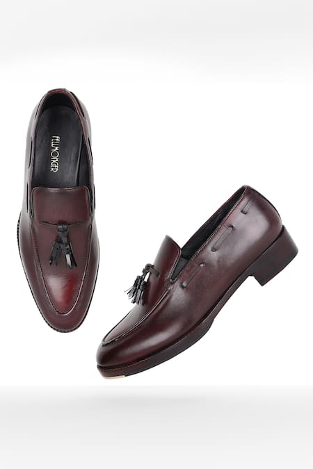 Fellmonger Maroon Mirror Glossed Classic Loafers at Aza Fashions Fellmonger_Maroon Mirror Glossed Classic Loafers _at_Aza_Fashions
