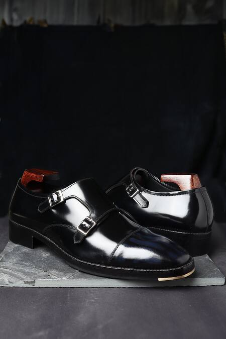 Fellmonger Black Brushed Double Monks 