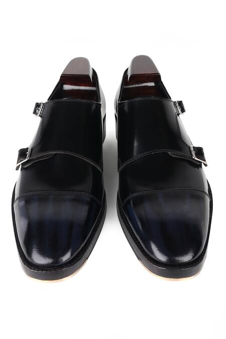 Fellmonger_Black Brushed Double Monks _at_Aza_Fashions