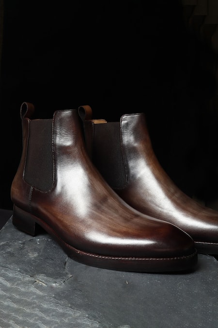 FELLMONGER Mirror Glossed Patina Chelsea Boots 