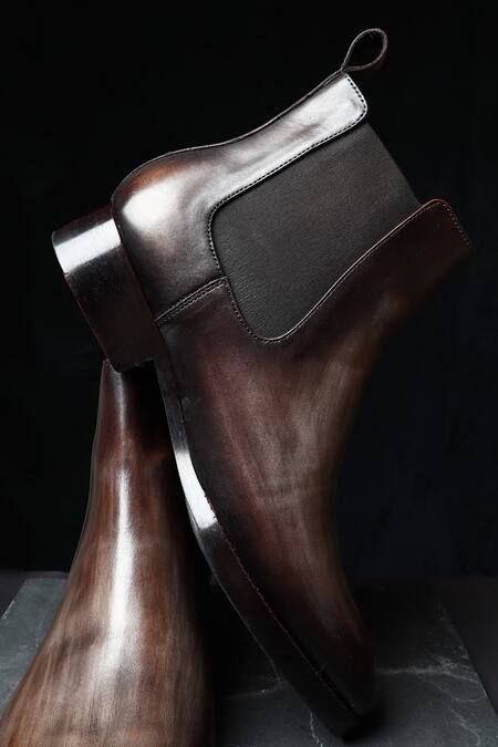 Fellmonger_Grey Mirror Glossed Patina Chelsea Boots _Online_at_Aza_Fashions