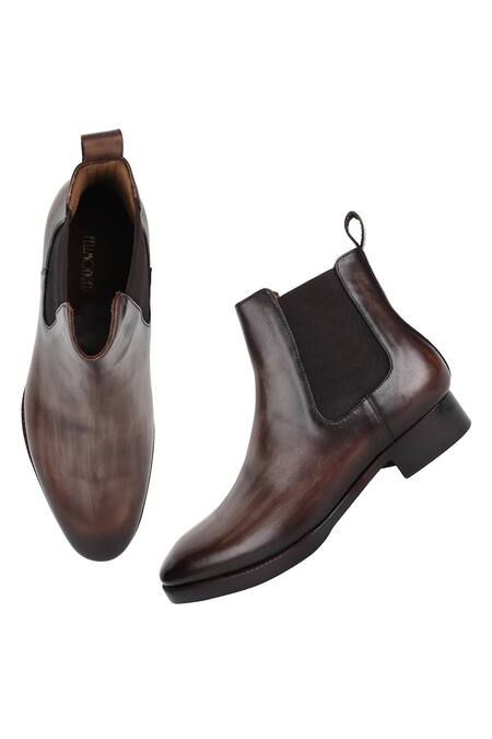 Shop Fellmonger Grey Mirror Glossed Patina Chelsea Boots Online at Aza Fashions Shop_Fellmonger_Grey Mirror Glossed Patina Chelsea Boots _Online_at_Aza_Fashions