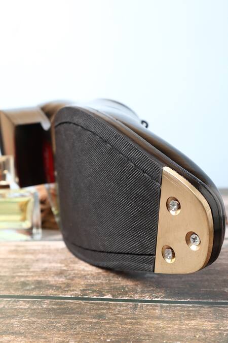 Fellmonger Black Stitchline Thread Almond Toe Loafers Online at Aza Fashions Fellmonger_Black Stitchline Thread Almond Toe Loafers _Online_at_Aza_Fashions