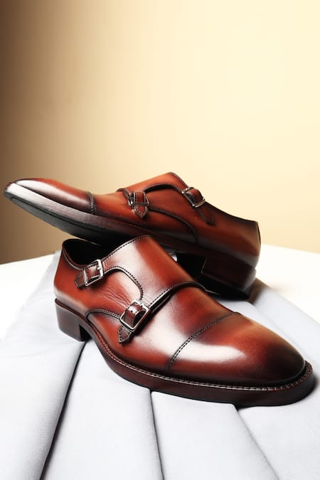 Fellmonger Brown Mirror Glossed Double Monks 