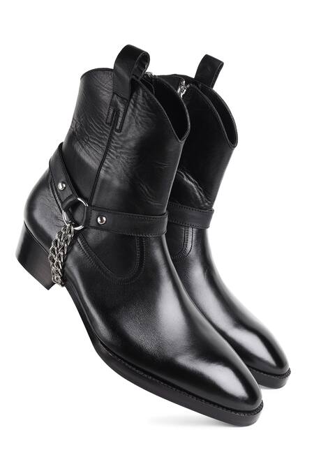 Buy_Fellmonger_Black Chain Mirror Glossed New Age Boots _Online_at_Aza_Fashions