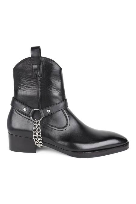 Shop_Fellmonger_Black Chain Mirror Glossed New Age Boots _Online_at_Aza_Fashions