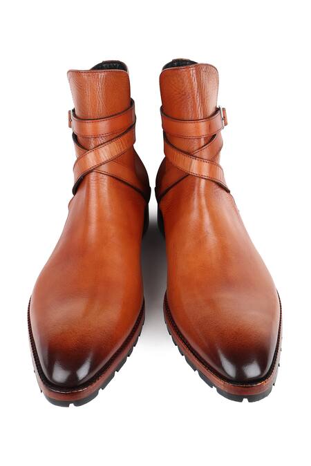 Buy_Fellmonger_Brown Mirror Glossed Jodhpur Boots 
