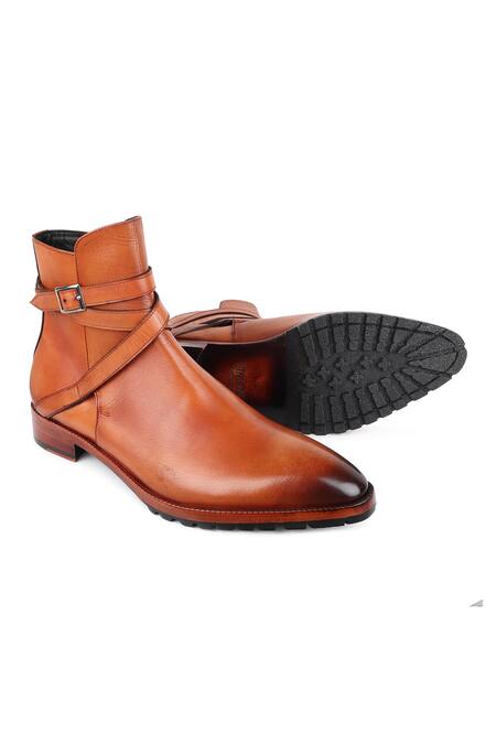 Shop_Fellmonger_Brown Mirror Glossed Jodhpur Boots 