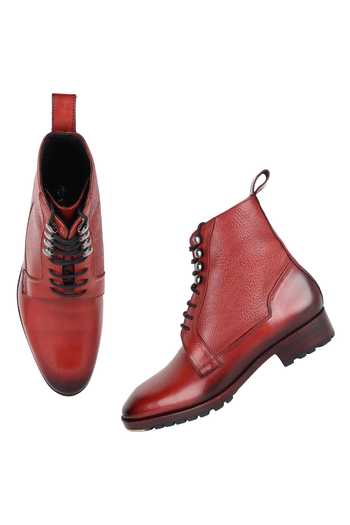 Shop Fellmonger Brown Cognac Glossed Derby Tank Boots at Aza Fashions Shop_Fellmonger_Brown Cognac Glossed Derby Tank Boots _at_Aza_Fashions