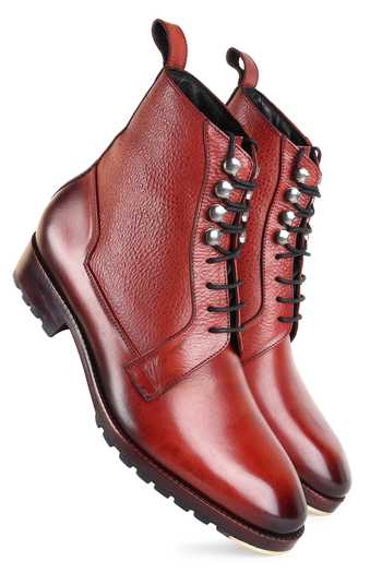 Buy Fellmonger Brown Cognac Glossed Derby Tank Boots Online at Aza Fashions Buy_Fellmonger_Brown Cognac Glossed Derby Tank Boots _Online_at_Aza_Fashions