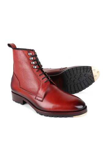 Shop Fellmonger Brown Cognac Glossed Derby Tank Boots Shop_Fellmonger_Brown Cognac Glossed Derby Tank Boots