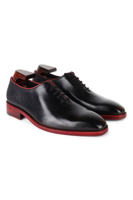 Buy_Fellmonger_Black Plain Leather Derby Shoes 