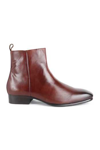 Shop_Fellmonger_Brown Glossed Leather Shaded Toe Boots 