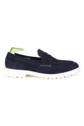 Fellmonger Blue Plain Leather Penny Loafers Online at Aza Fashions Fellmonger_Blue Plain Leather Penny Loafers _Online_at_Aza_Fashions