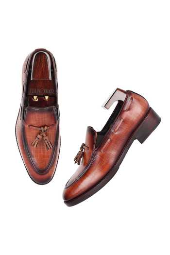 Shop Fellmonger Brown Mirror Glossed Leather Loafers at Aza Fashions Shop_Fellmonger_Brown Mirror Glossed Leather Loafers _at_Aza_Fashions