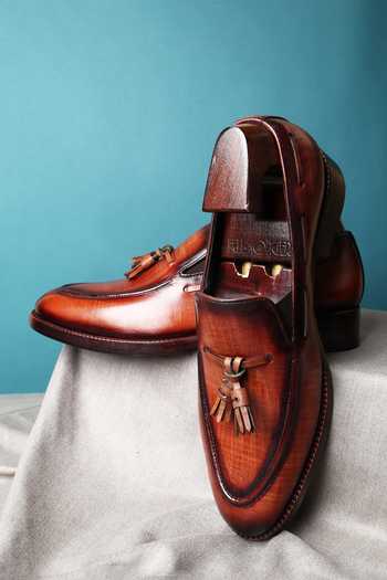 Fellmonger_Brown Mirror Glossed Leather Loafers _Online_at_Aza_Fashions